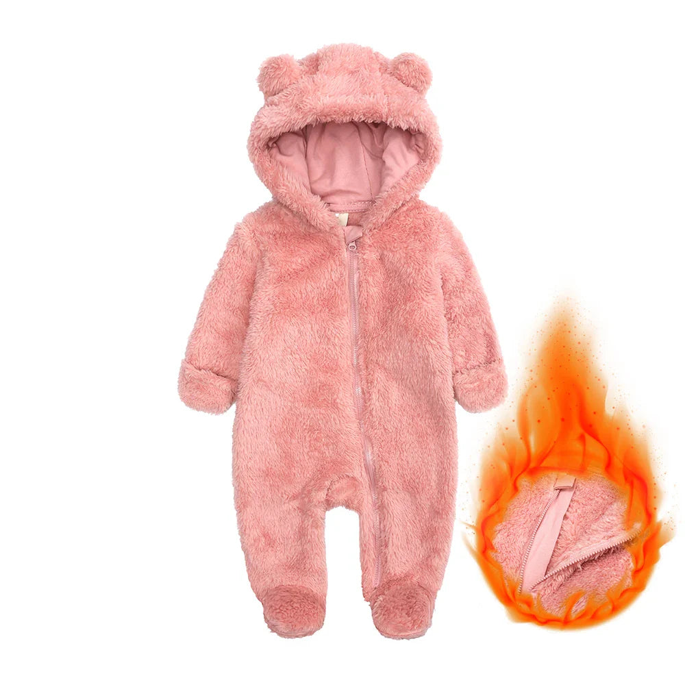 SnugBear™ | Blød babyfleece-dragt med bjørnehætte