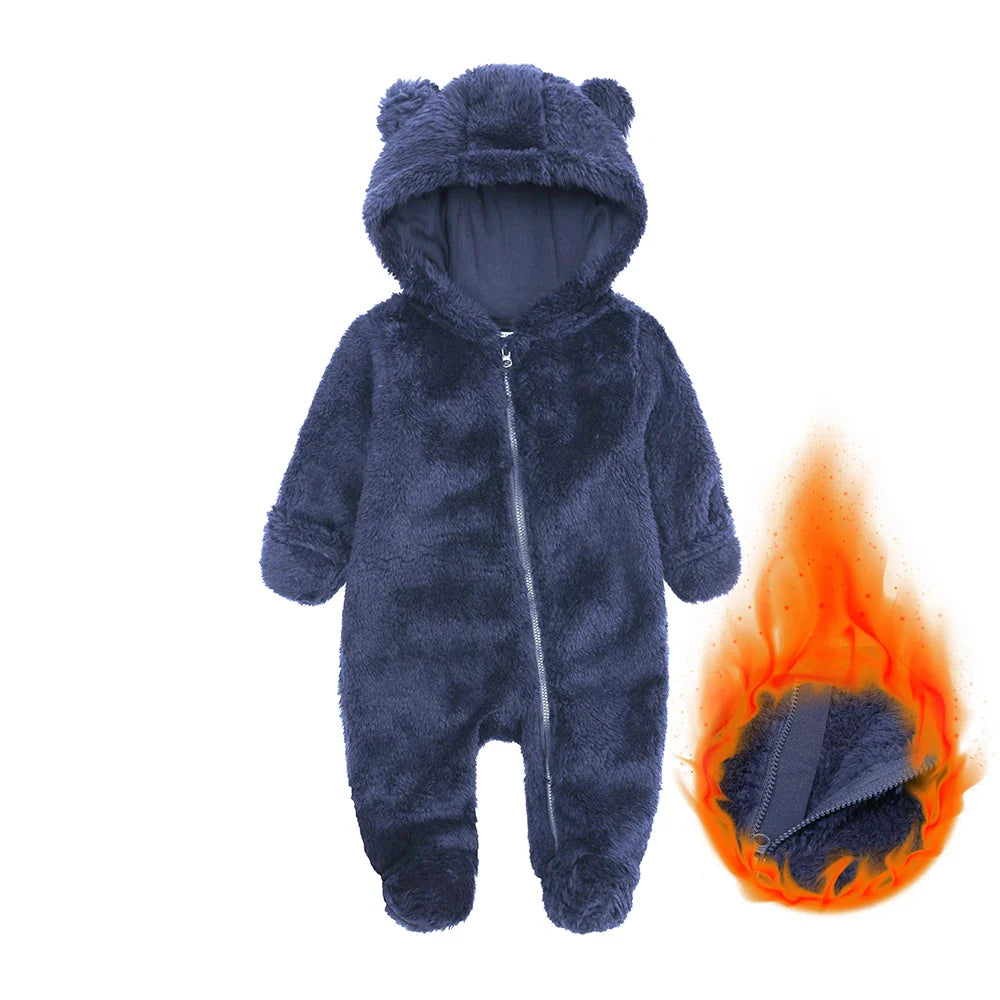 SnugBear™ | Blød babyfleece-dragt med bjørnehætte