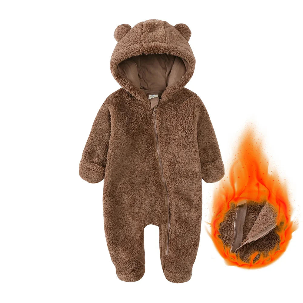 SnugBear™ | Blød babyfleece-dragt med bjørnehætte