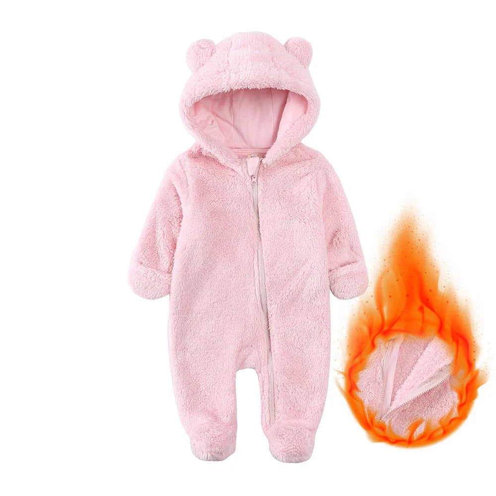 SnugBear™ | Blød babyfleece-dragt med bjørnehætte